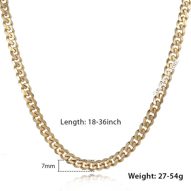 3/5/7/9/11mm Men Gold Plated Curb Cuban Link Chain Necklace Bracelet Xmas 16-30″