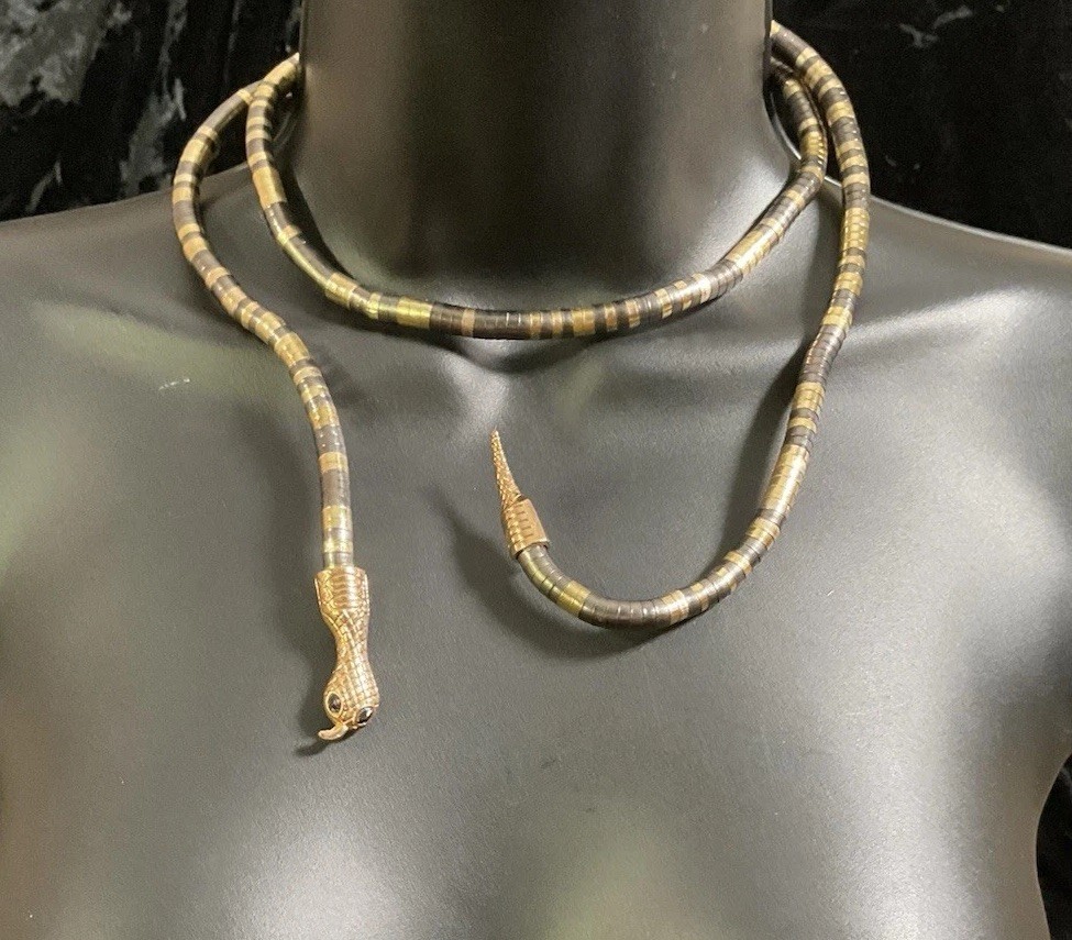 Bendable Silver, Black, Gold Snake Necklace Choker Steam Punk Posable Adjustable