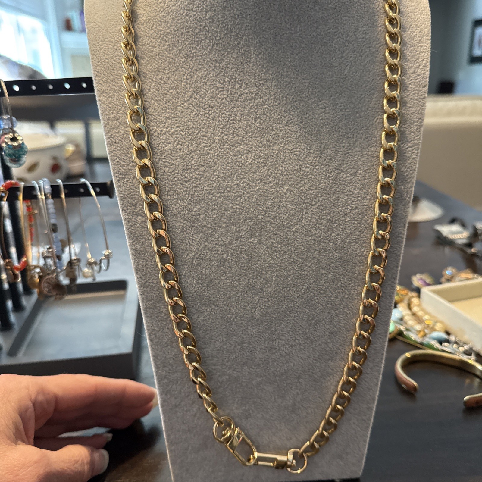 24” Double Lobster Claw Necklace, Cuban Style Link