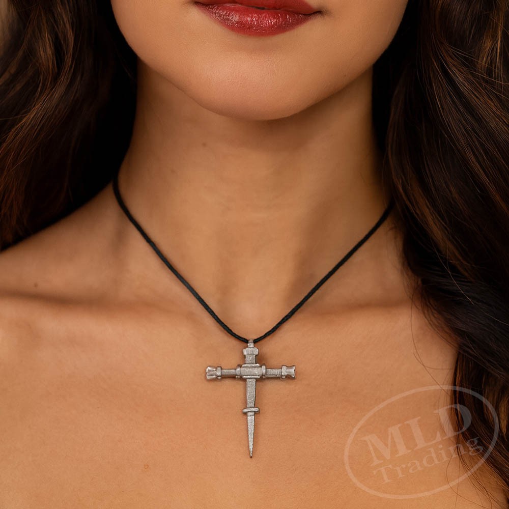 Horseshoe Nail Cross Pendant Necklace For Women | Zinc Alloy | 22″ Nylon Cord