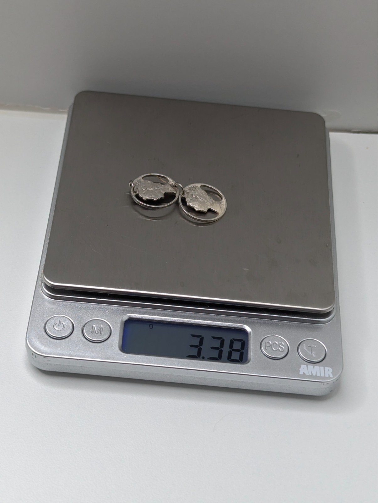 Sterling Silver 925 Vintage Mercury Dime Cutout Double Circle Coin Pendant 3.38g