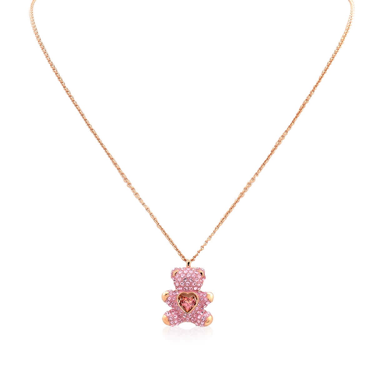 Swarovski Rose Gold-Tone Plated Pink Teddy Pendant Necklace