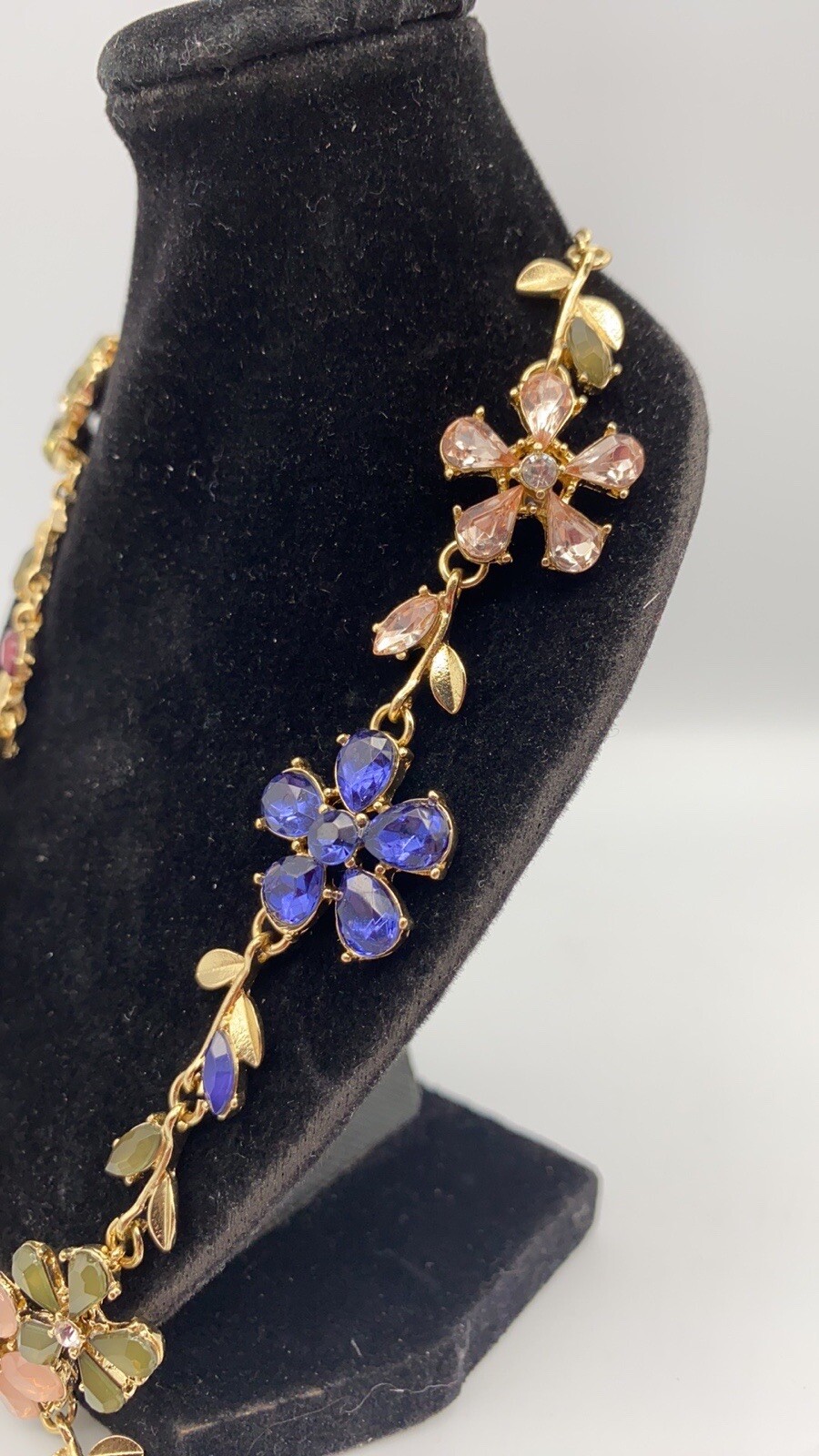 INC International Concepts Gold Tone Multi Color Crystal Flower Y Necklace