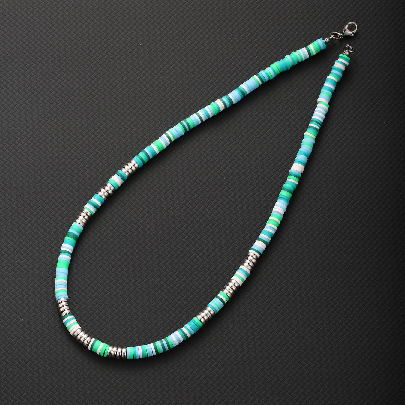 Bohemia Polymer Beads Necklace for Men Women Black White Collar Jewelry