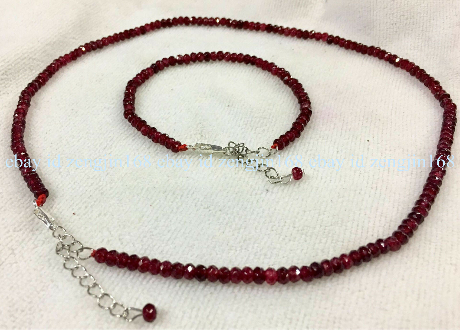 Natural 2x4mm Faceted Dark Red Garnet Gems Rondelle Beads Necklace Bracelet Set