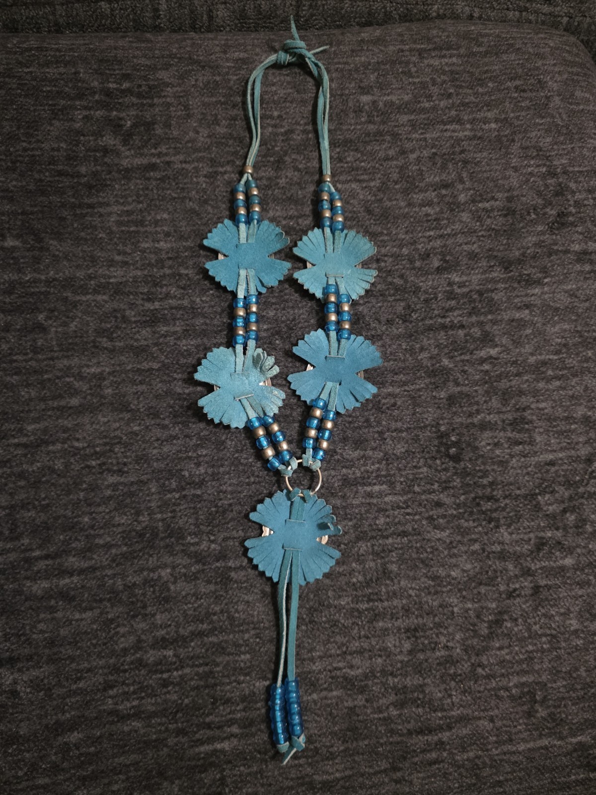 SW Style Silver Tone Concho Necklace Turquoise Color Accents Boho Western