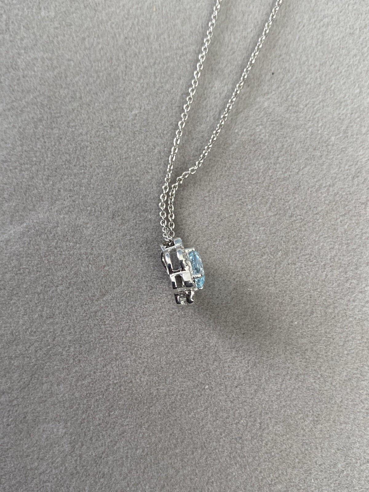 Blue Topaz and CZ Necklace Pendant Marked 925 THAILAND FAS