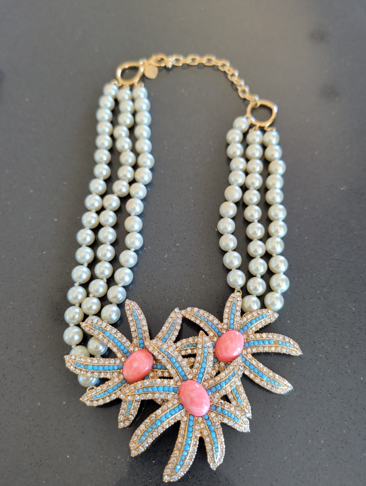 Joan Rivers Classics Collection Flower Pearl Statement 21″ Bib Necklace T30