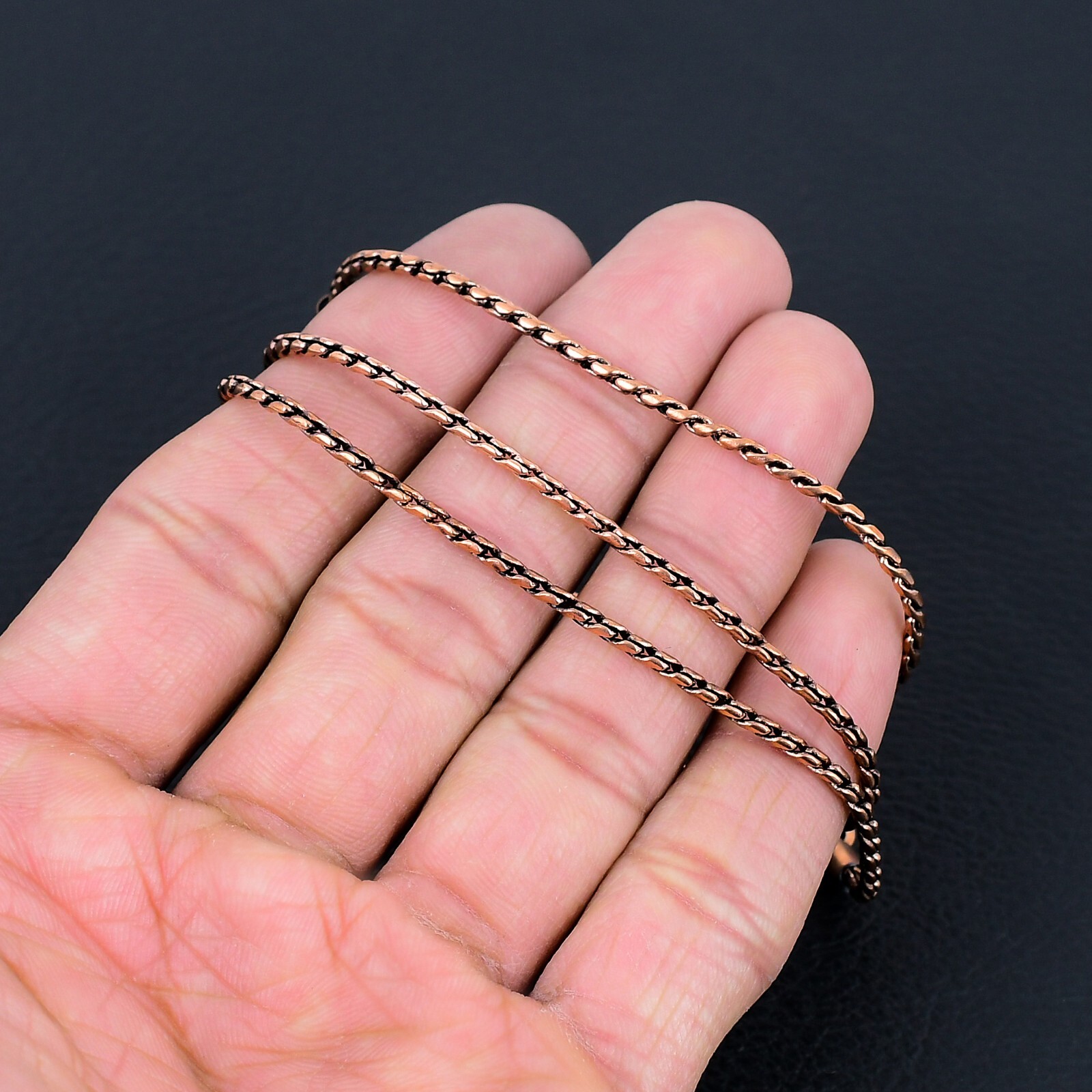 Pure Copper Wheat Viking jewelry 100% Oxidized Copper Chain Necklace RJ-002