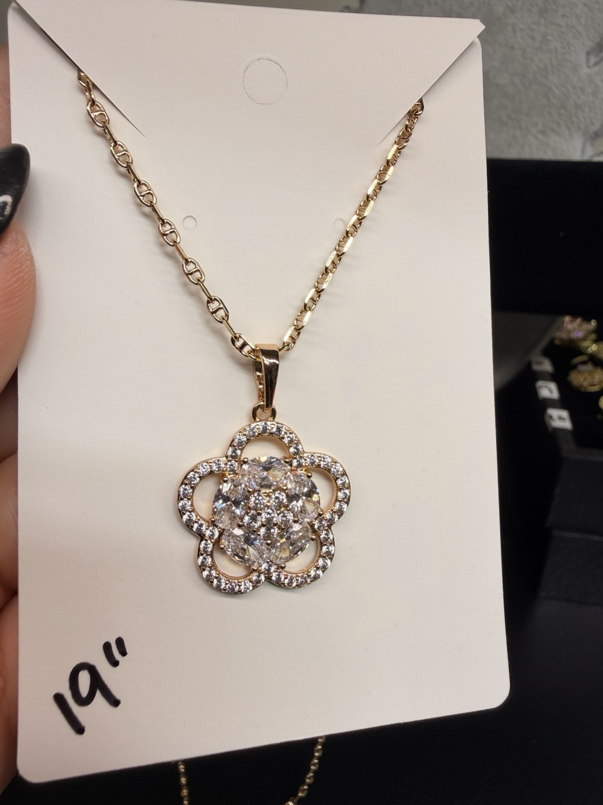 14k Gold Plated Set of 4 Necklaces CZ 16-18 inches (flower 19inch)