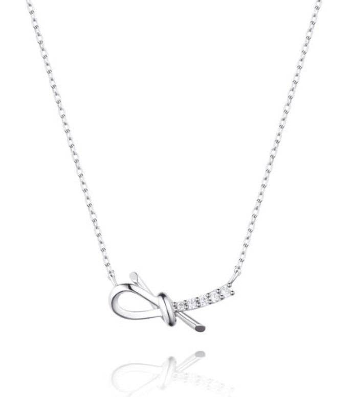 StoneHenge Love Knot Siver Cubic Necklace SA24C51T Silver 925 White Gold Plated