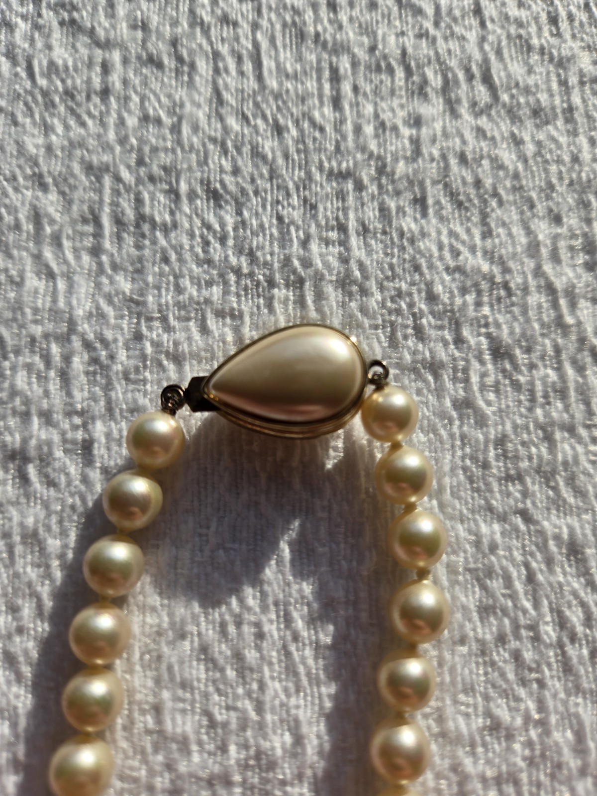 Vintage Cream Faux Pearl Strand Necklace 18″ Princess Slide Clasp Choker Bridal