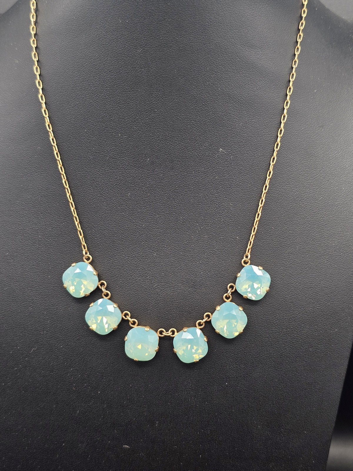 Catherine Popesco France Swarovski Pacific Opal Crystal Gold Tone Necklace