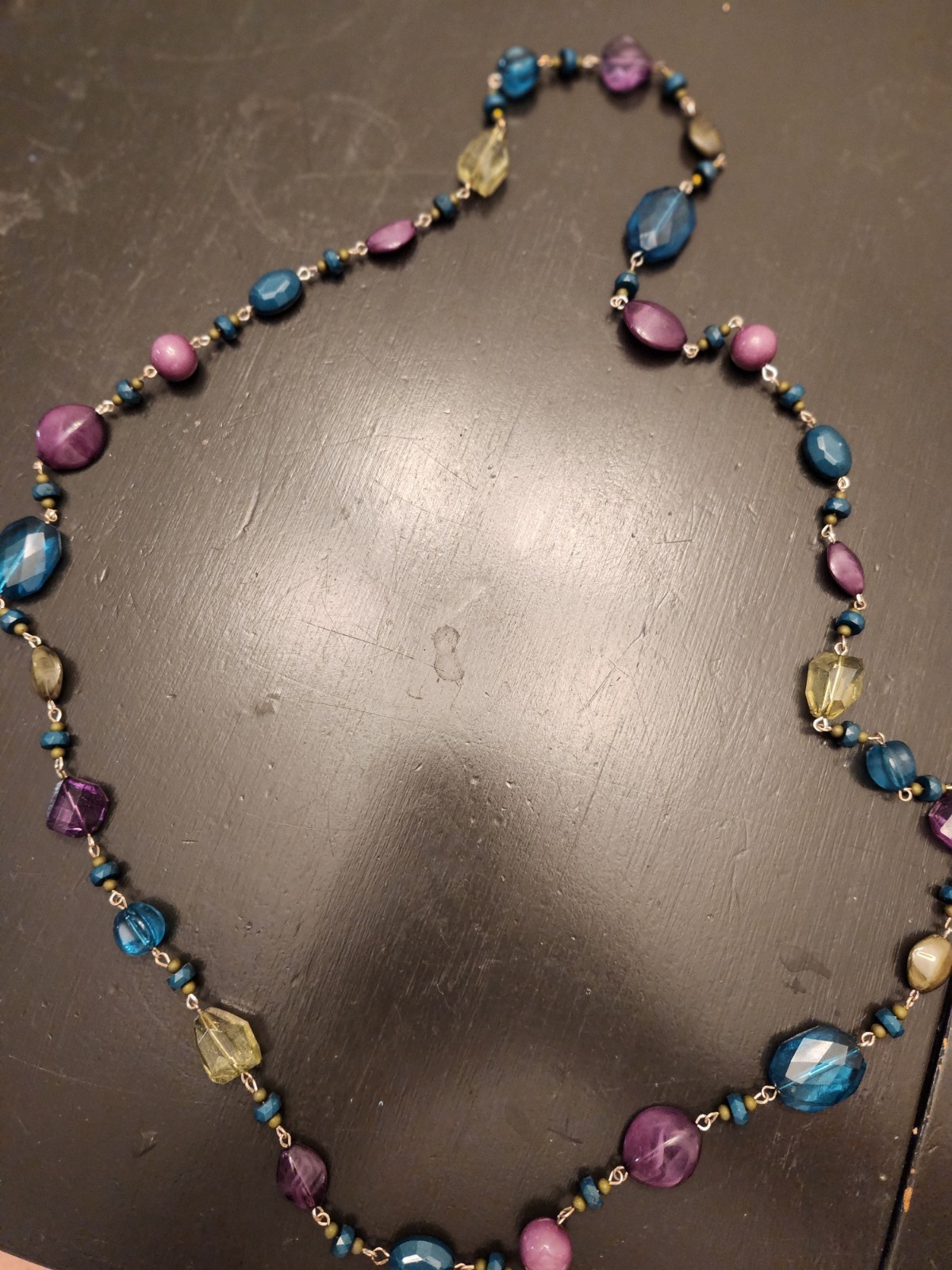 Multicolor Beaded Necklace Beaded Chain Blue Purple Pink Yellow Beads