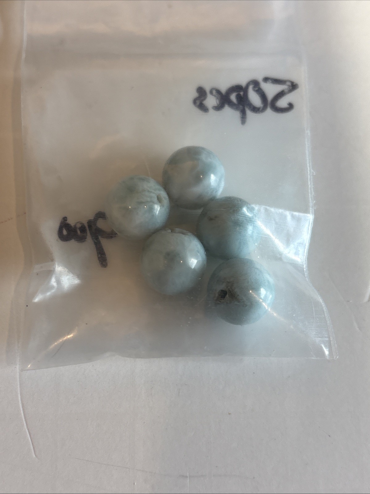 Handcrafted Genuine Dominican Larimar Ball Necklace Brass Accents & Flower Clasp