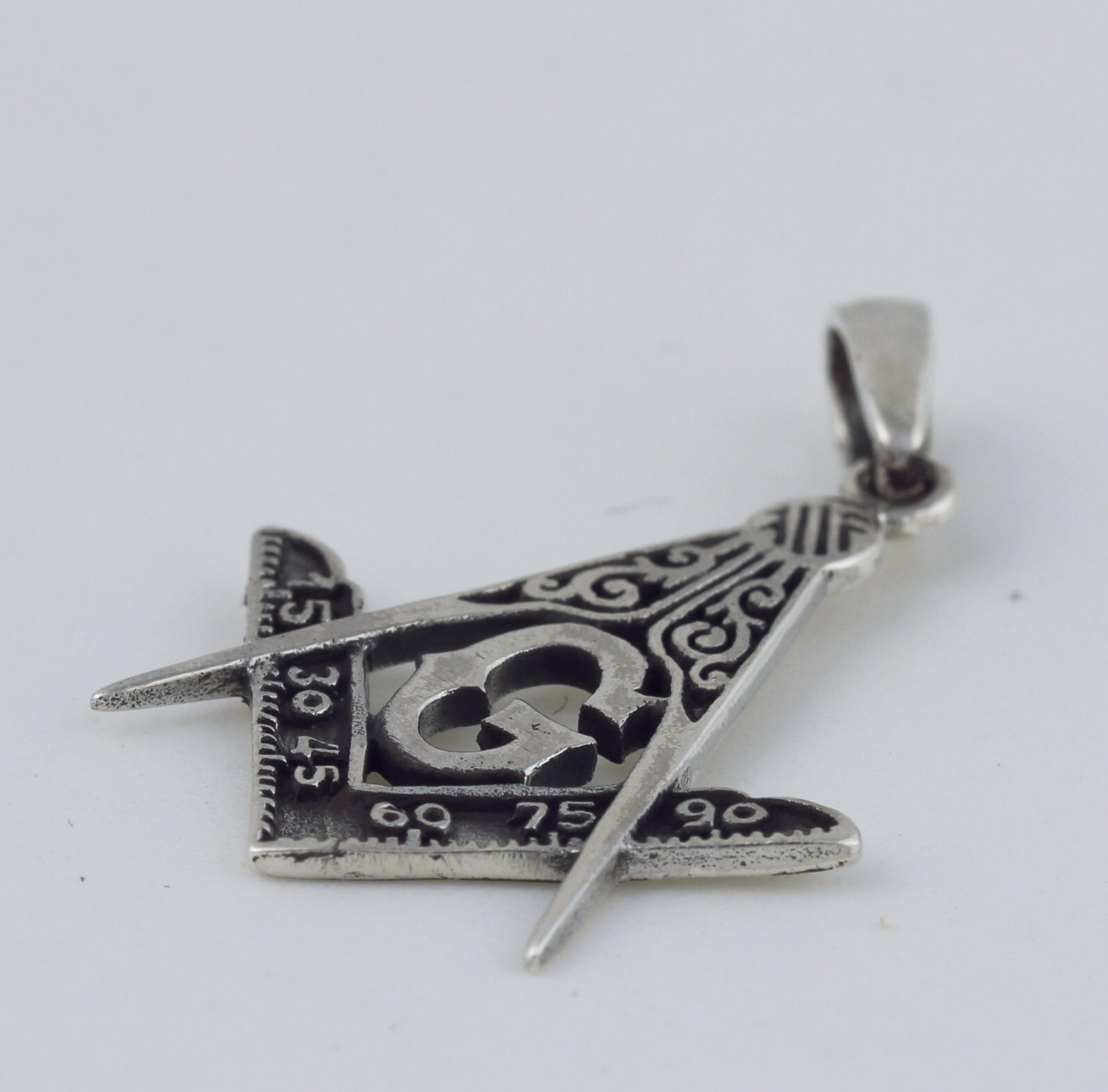 Women Men Solid 925 Sterling Silver 22 mm Freemason Masonic Religion Pendant