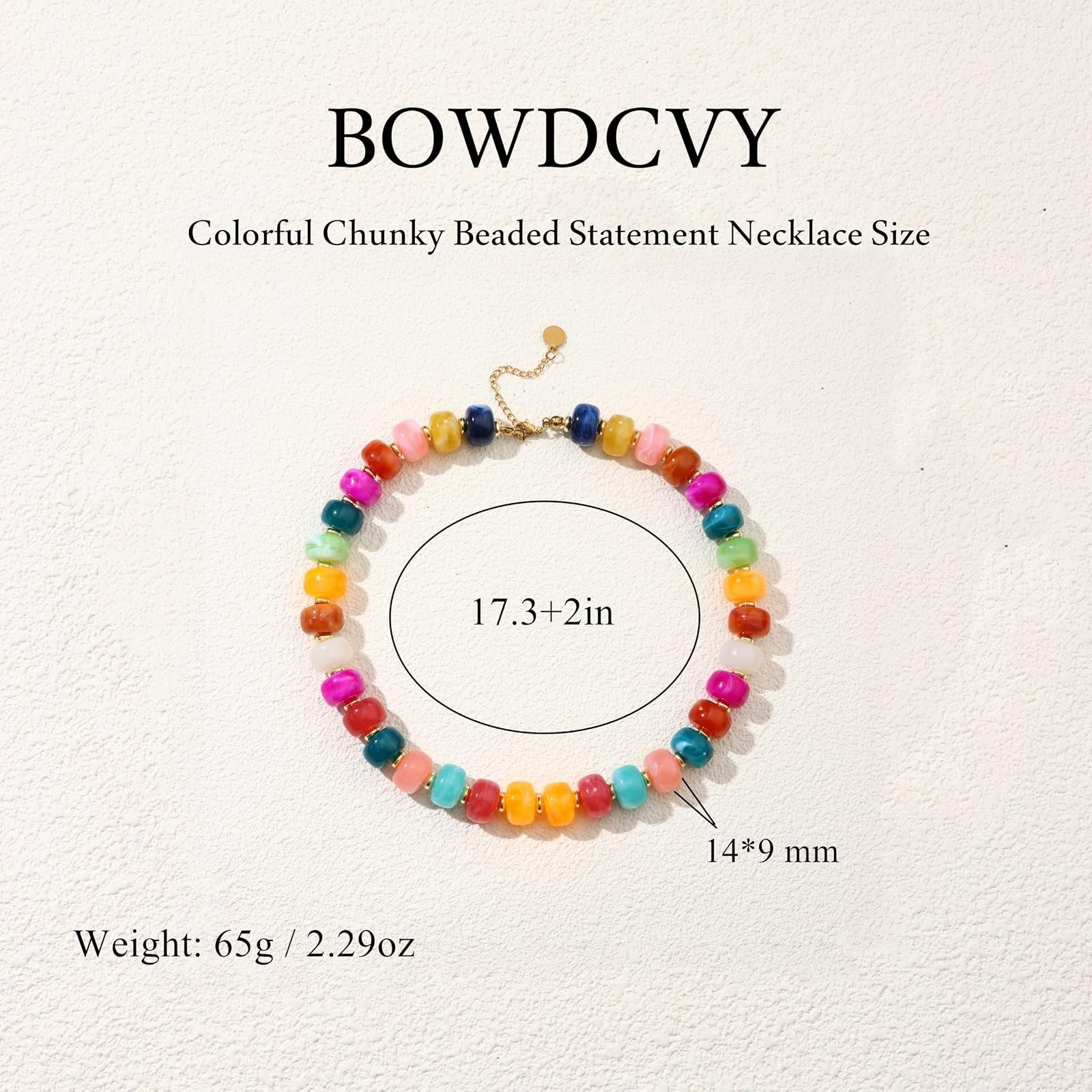 Chunky Beaded Statement Necklace for Women Colorful Boho Choker
