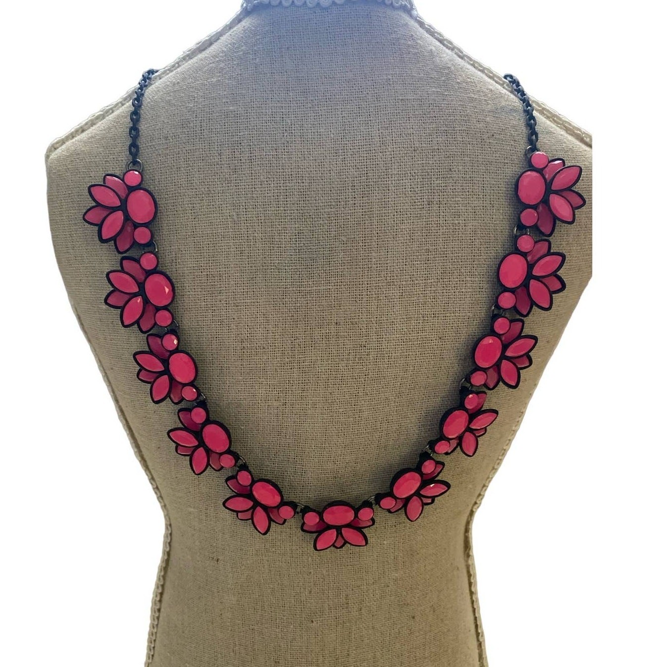 INC International Concepts Neon Pink Flower Bib Statement Necklace