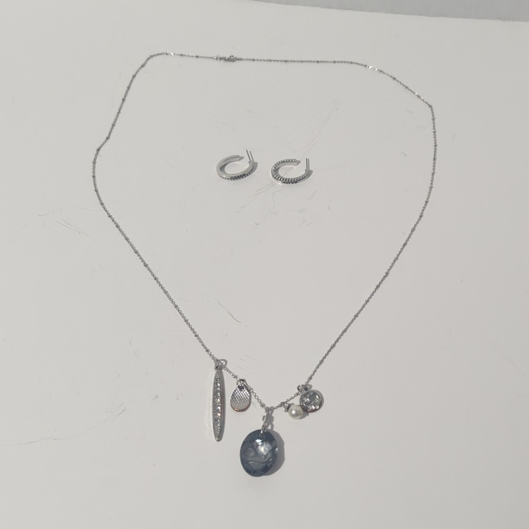 RARE Touchstone Crystal Swarovski KAPUTT Charm Necklace Double Take Earrings