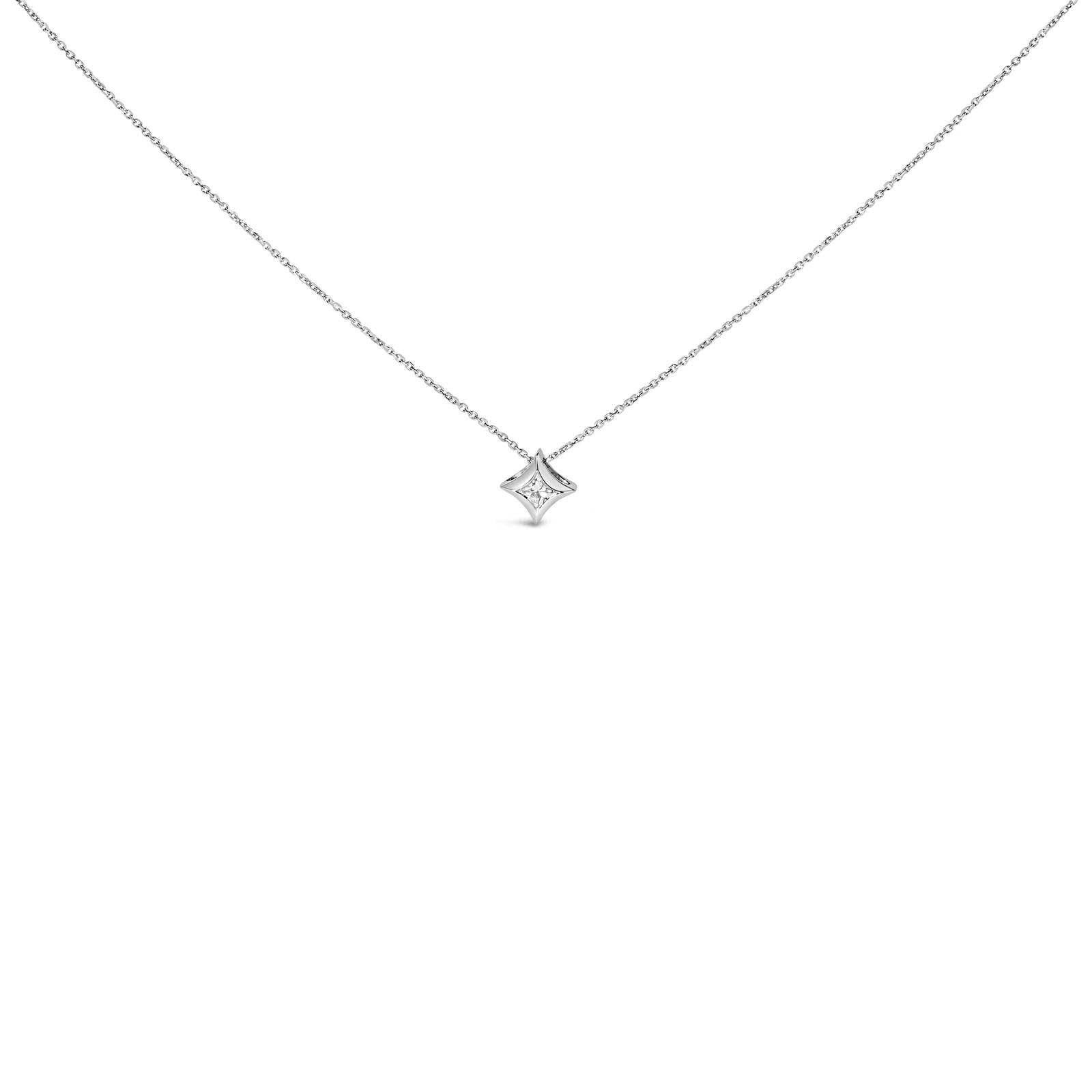 10K White Gold 1/10 Cttw Bezel Set Solitaire Princess Cut Diamond Kite Shaped Pe