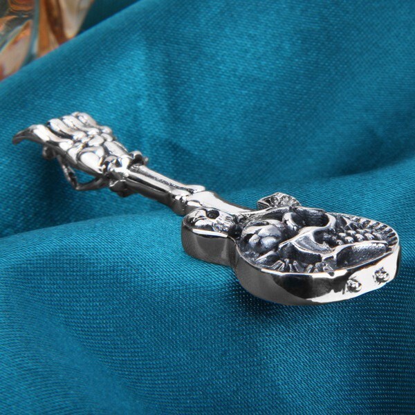 Rock and Roll Hand Skeleton Skull Guitar Music Punk Pendant 925 Sterling Silver