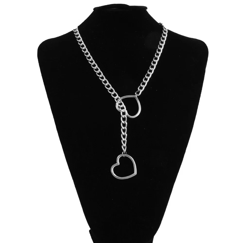 Heart Slip Chain Necklace For Women Punk Rock Love Chain Choker Necklace