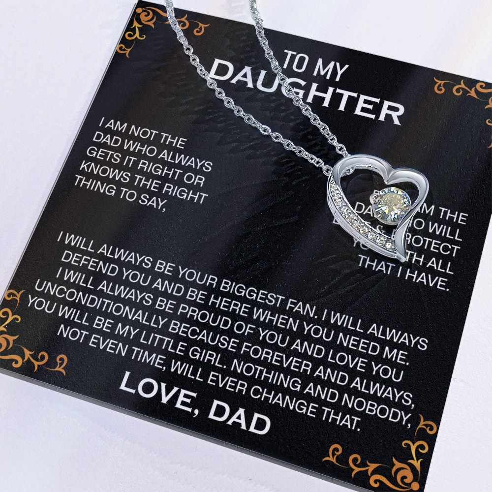 Cubic Zirconia Necklace Gift for Daughter from Dad with Heart Pendant Jewelry