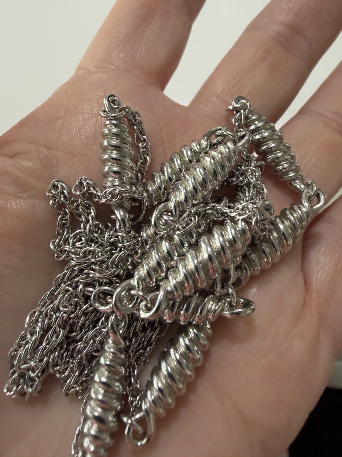 Corocraft (Coro) Silver Tone Layered Station Necklace – 36 Inches 42 grams