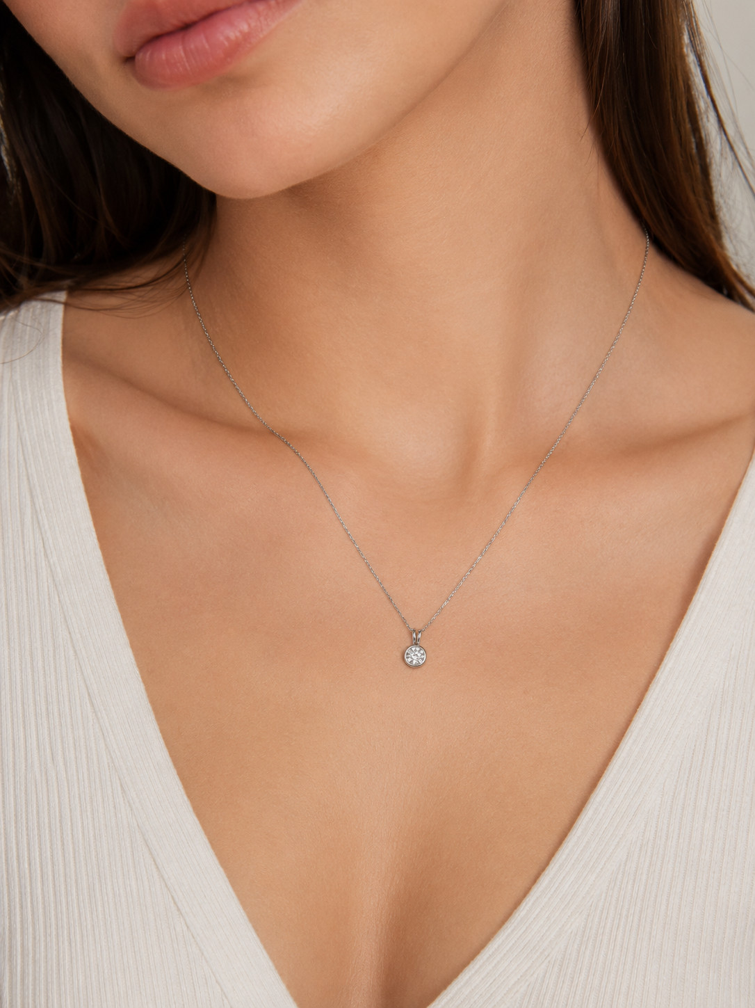 925 Sterling Silver Crystal Pendant Necklace Adjustable 16-18” Thailand