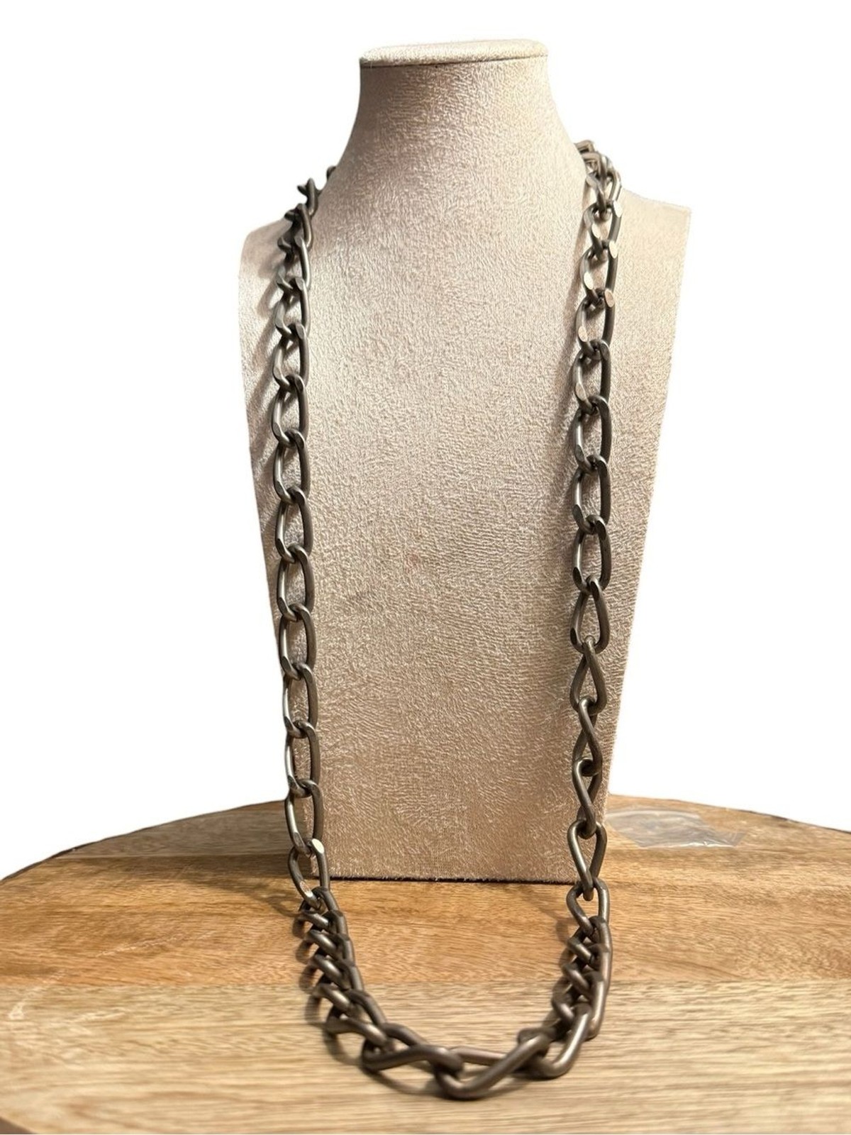 Club Monaco Long Chunky Link Necklace / Belt in Gunmetal
