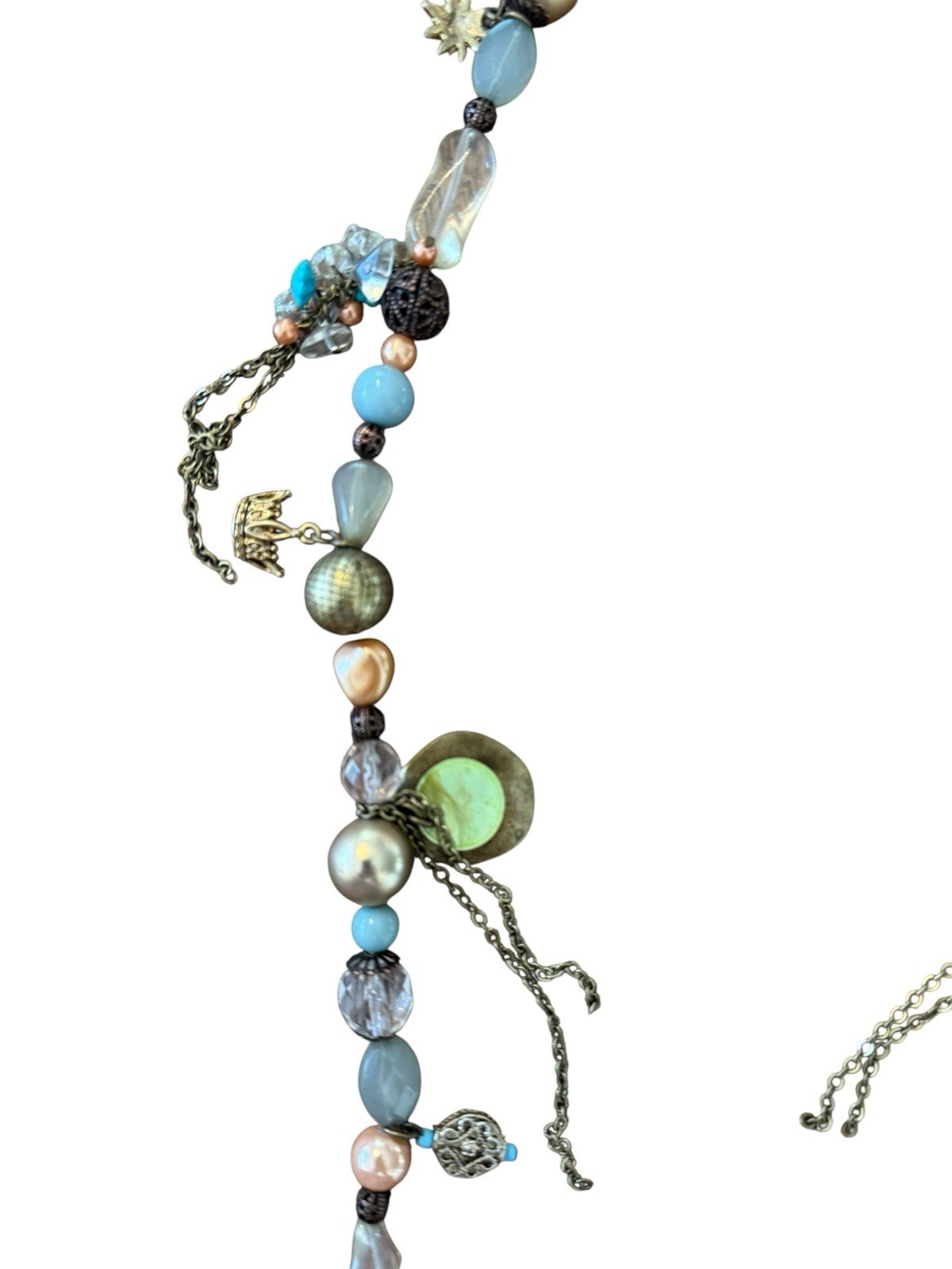Boho Western Multi Color Beaded & Charm Tassel Patina Long Layering Necklace