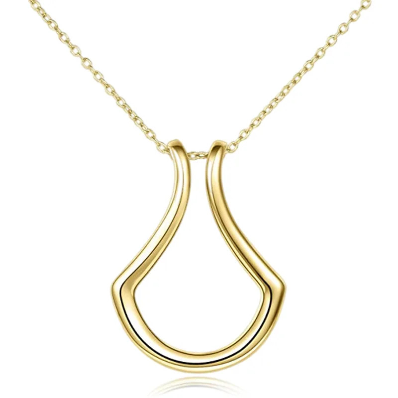 Ring Holder Pendant Necklace Round Storage Link Chain Daily Wear Jewelry