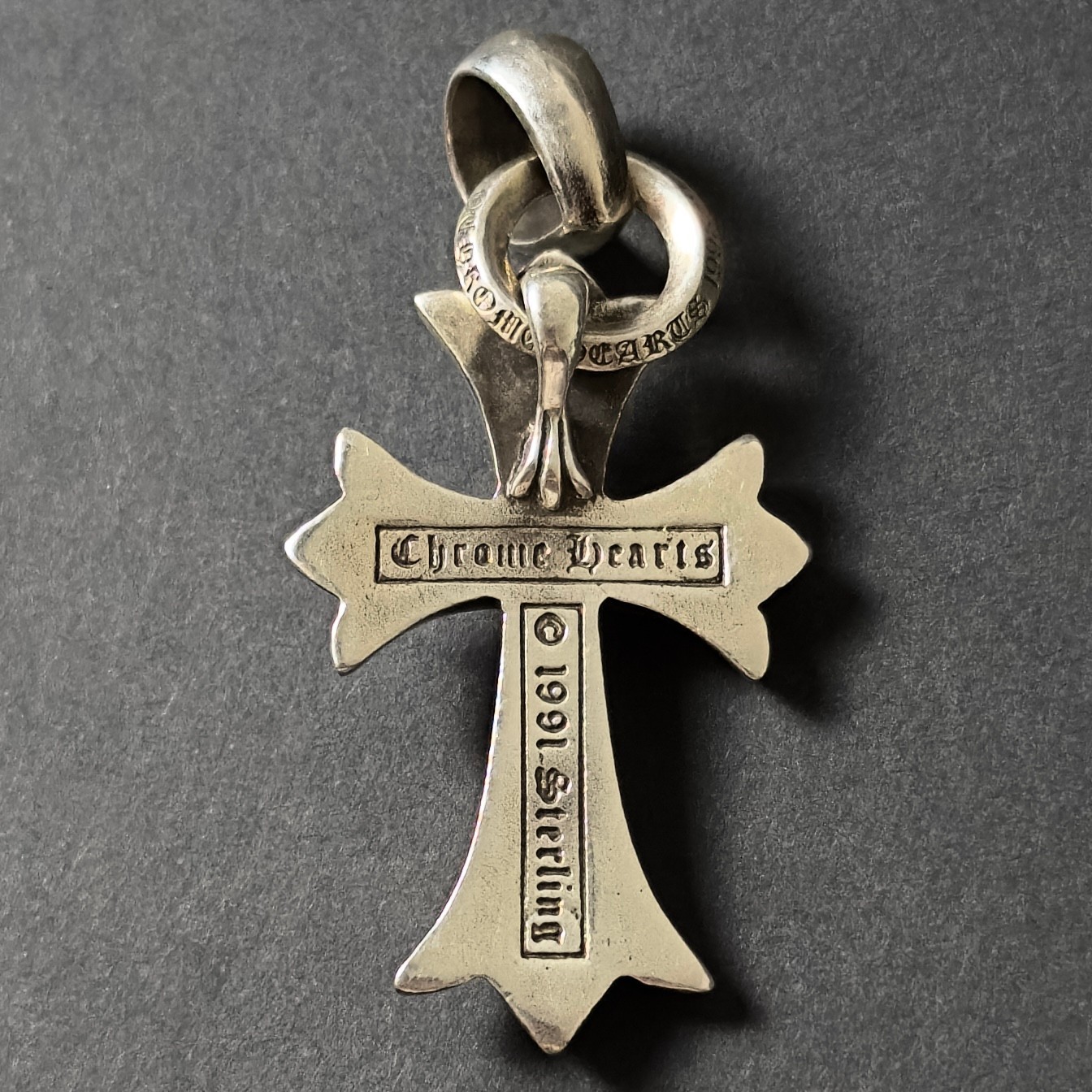 Authentic Chrome Hearts Small Cross With Bale Pendant 925 Sterling Silver