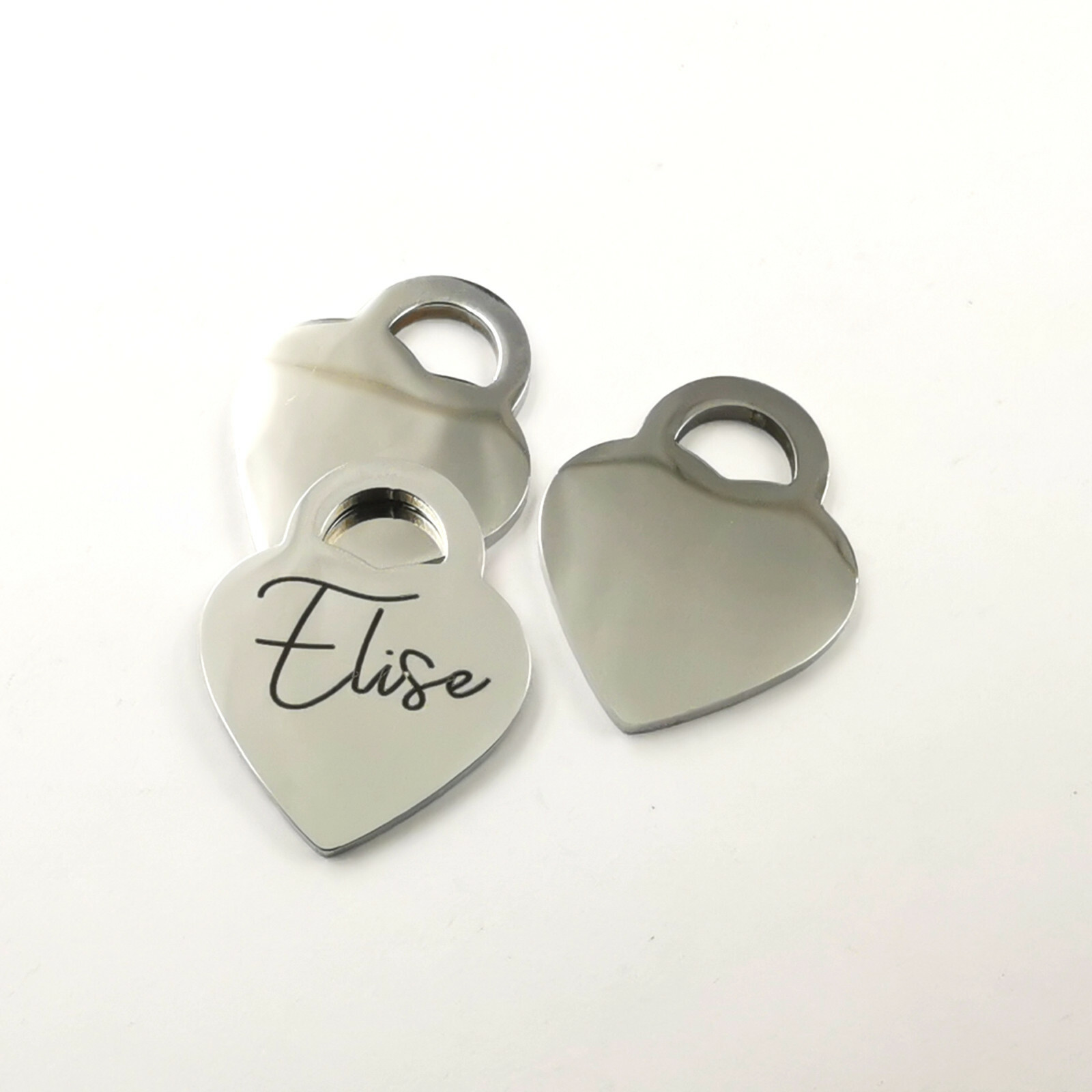 Personalize polishing Stainless steel heart pendant carving Name, text