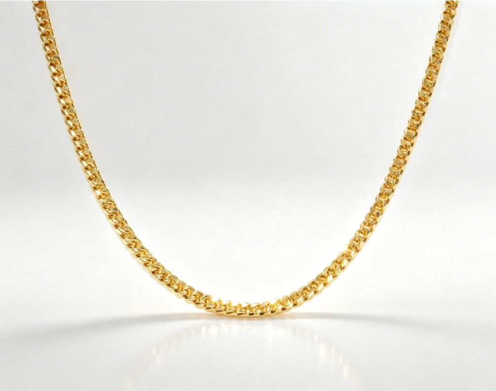 Solid 18K Yellow Gold 4mm Cuban Curb Chain Necklace 22″Italian Made Mens Jewelry
