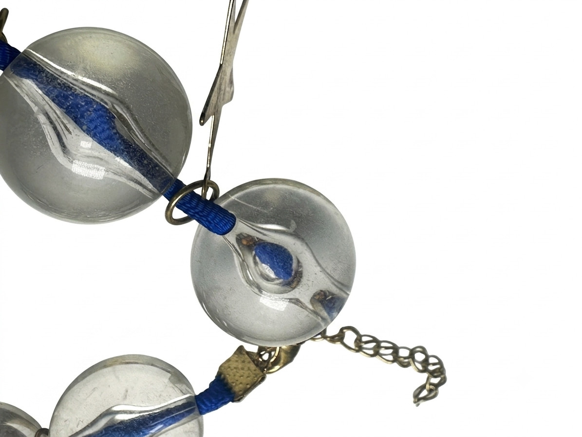 Star Charm Choker Necklace Clear Acrylic Beads Blue Ribbon Y2K Fashion Jewelry