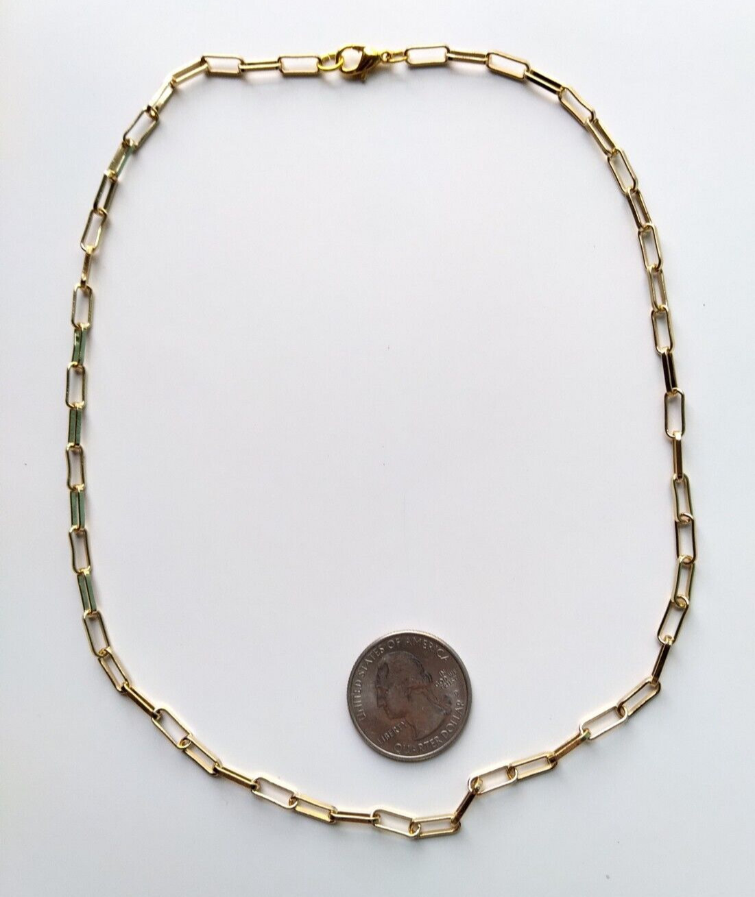 Paperclip Chain Link Necklace 14K Gold Plated Stainless Steel Chain Simple Mod
