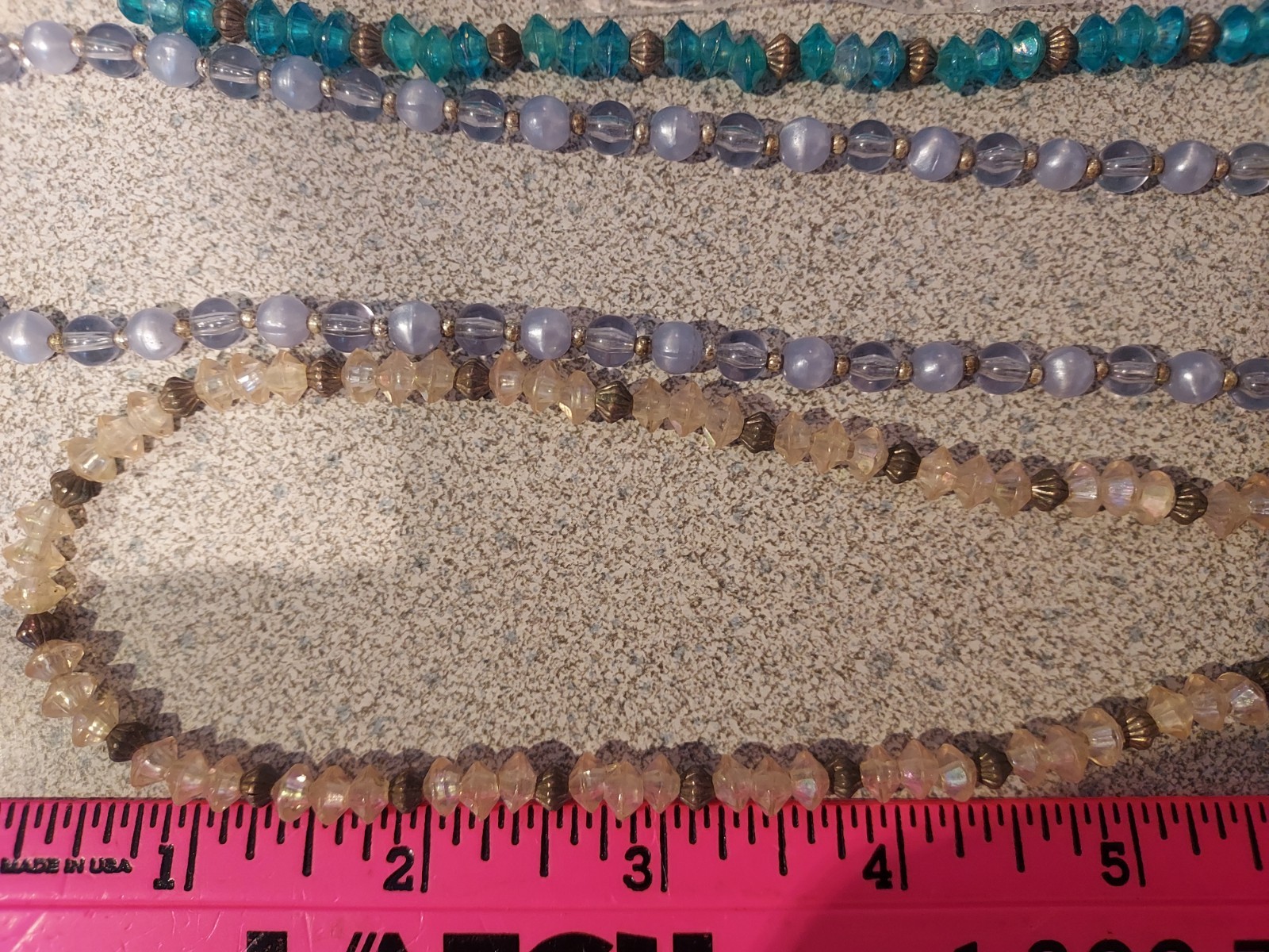 Lot of 4 beaded Necklaces with earrings NWOT Plastic and metal combo NEW 20″ lng
