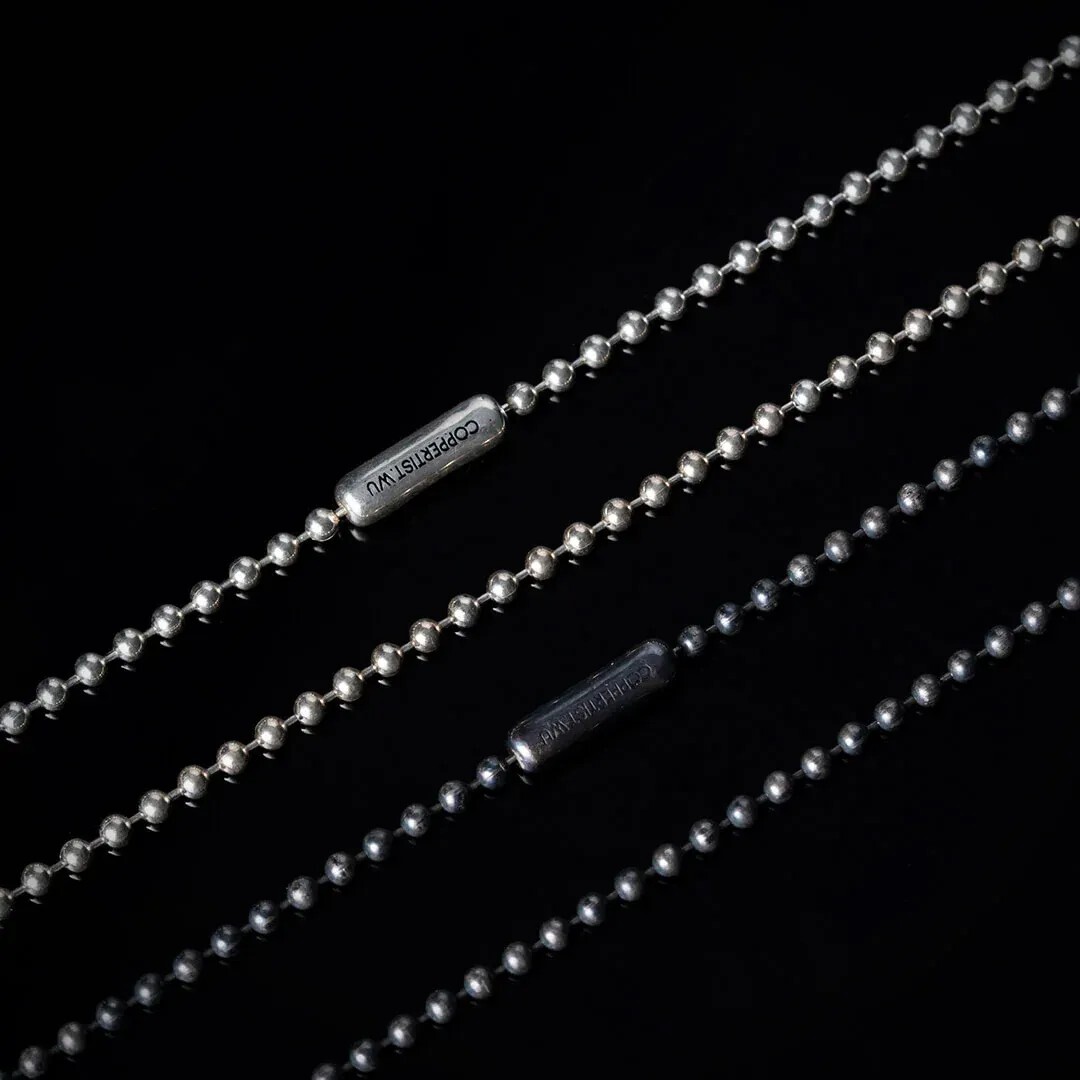 Silver Ball Chain Necklace. Width 3mm