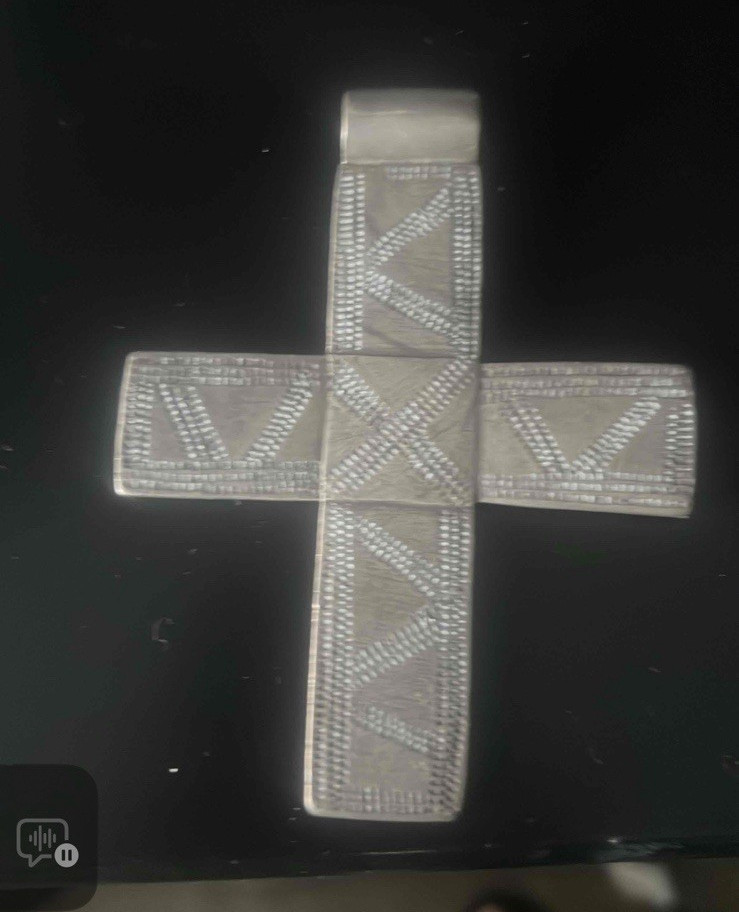 Silver Cross Charm Pendant, Religious Theme, No Stones, Metal Jewelry