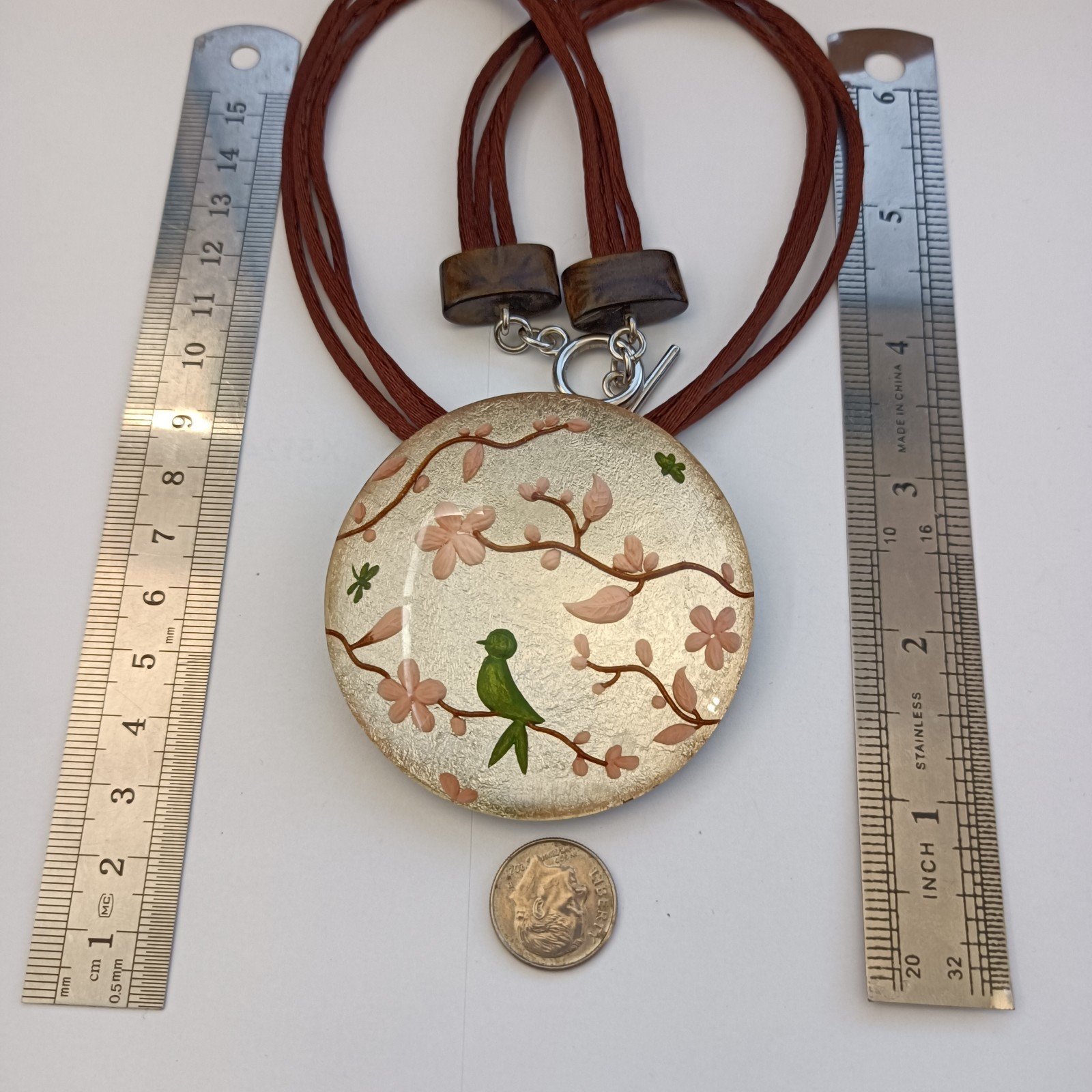 ZSISKA Necklace Oversized Resin Pendant Art Nouveau Inspired Botanical Whimsical