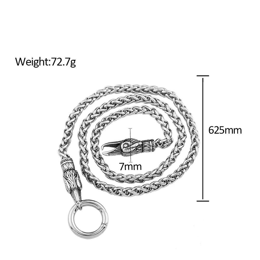 Vintage Stainless Steel Wolf Head Chain Necklace For Men Silver Color 60/70cm