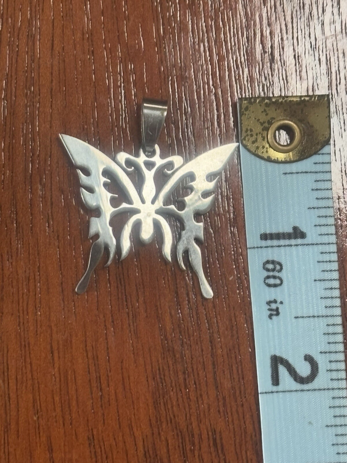 Stainless Steel Butterfly Pendant Silver Tone No Stones