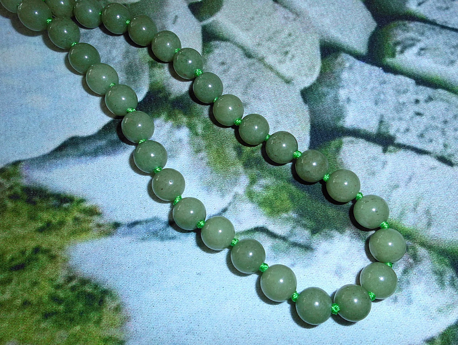 JADE Organic Burma 8mm HAND KNOTTED 18″ Necklace w Silver Lobster Claw New *USA