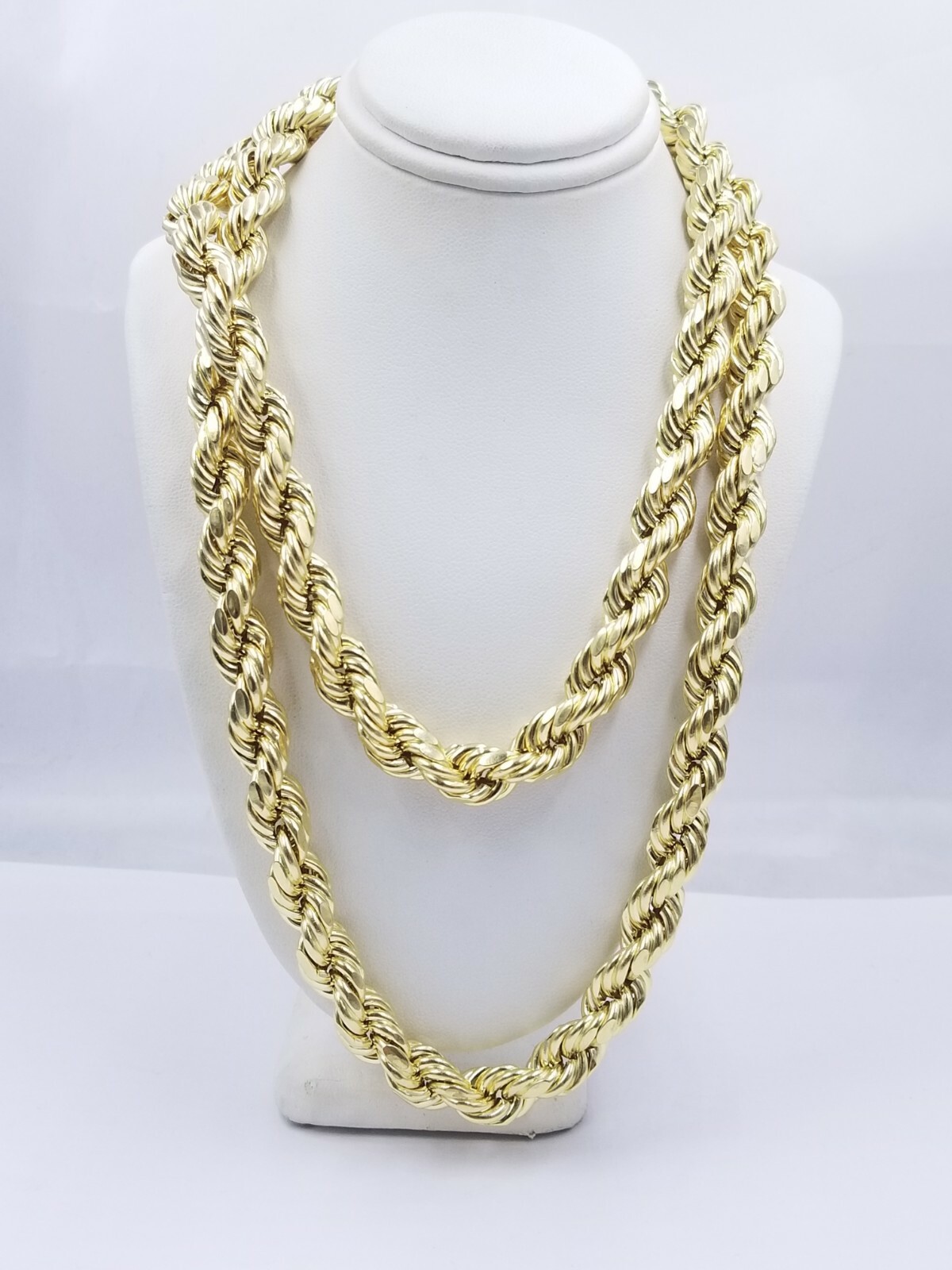 10k Yellow Gold Rope Chain Necklace 18″-30″ Men Women 4mm-10mm Real Gold Hollow