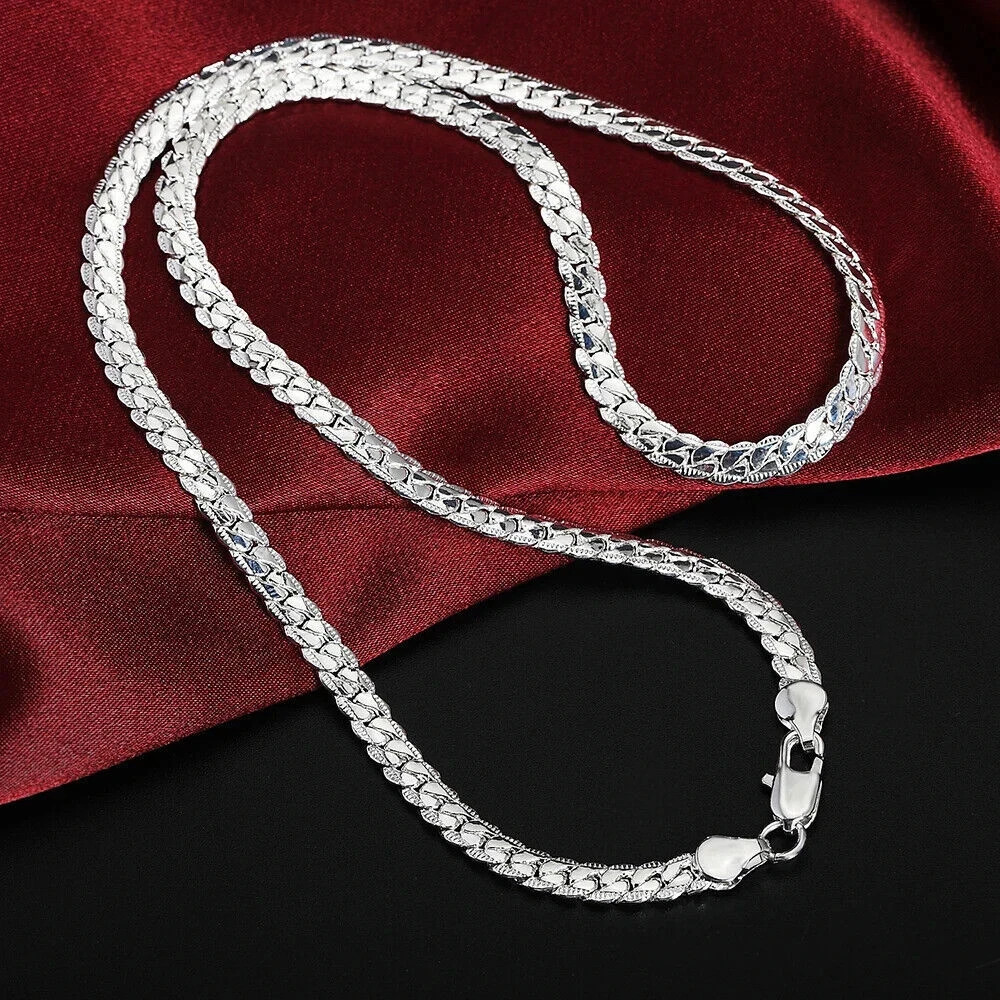 925 Sterling Silver Women Men Snake Chain Necklace Fashion Jewelry 20-60cm