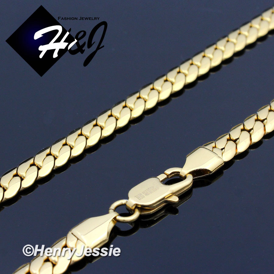 16″-40″MEN Stainless Steel 6mm Gold Plated Miami Cuban Curb Chain Necklace*GN155