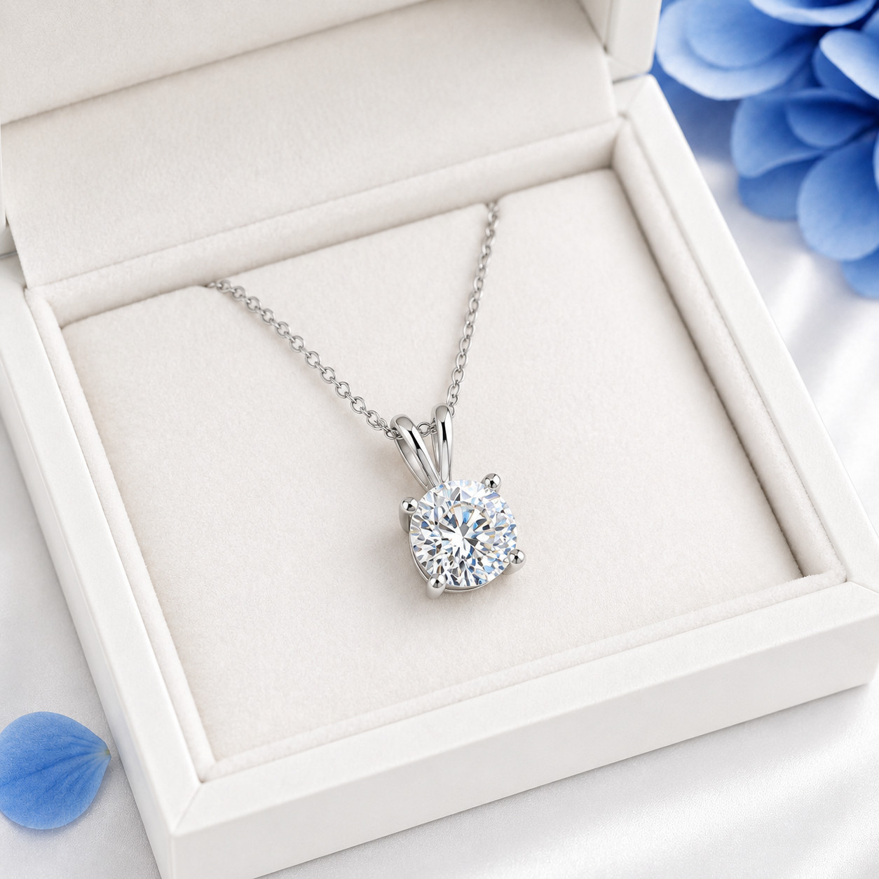 Round Brilliant Cut Solitaire Moissanite Diamond Pendant Necklace For Women