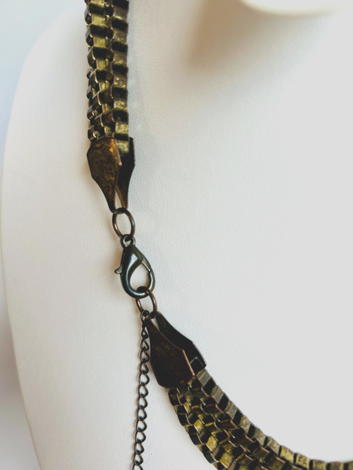 Chunky Metal Rustic 3 Stranded Necklace Jewellery 19 Inches Long