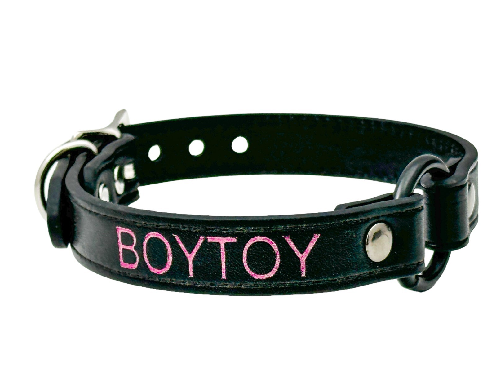 Name Black Ring Choker BDSM Collar Vegan Leather Necklace O Ring Fetish Ball